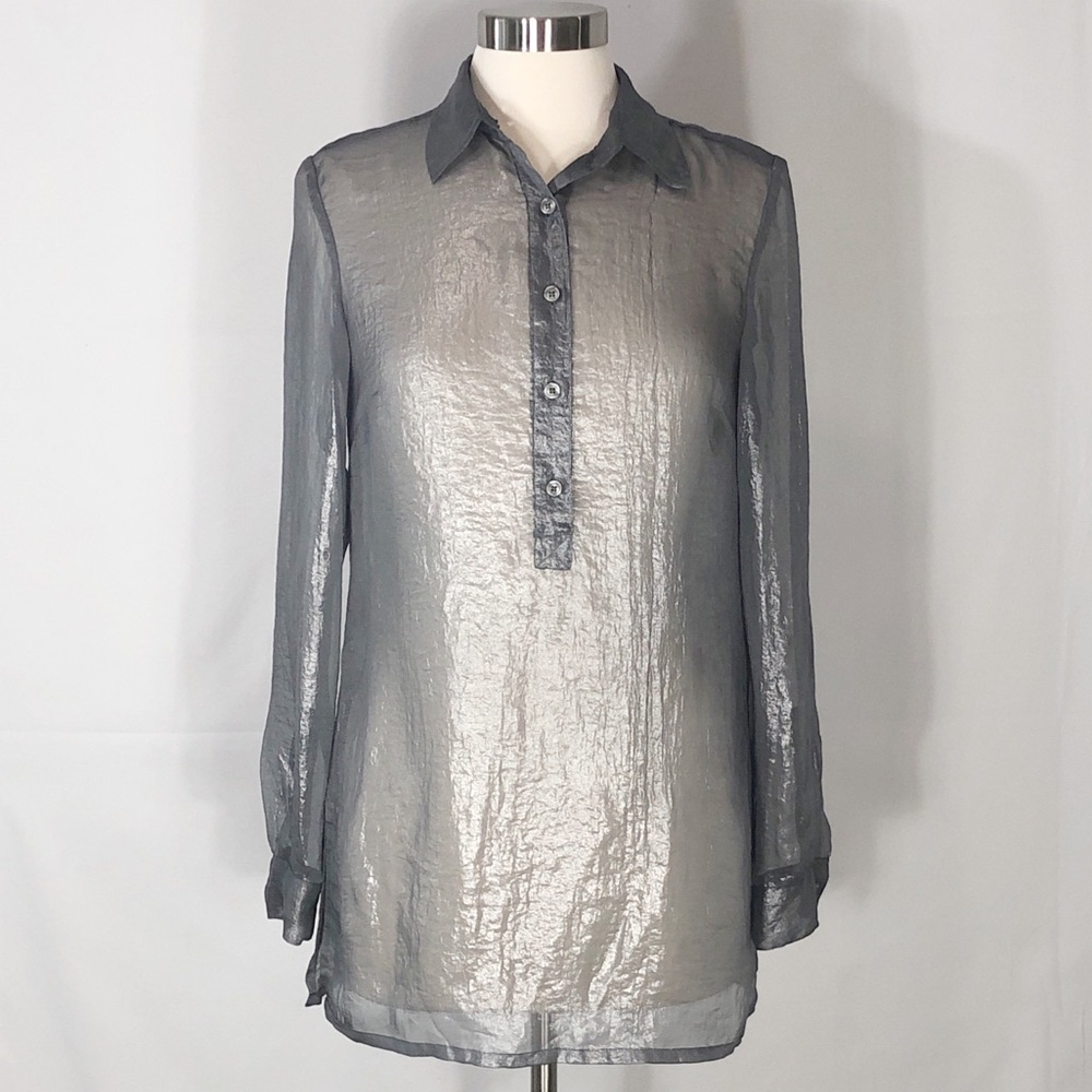 Michael Kors Sheer long sleeve Gray Popover Tunic!